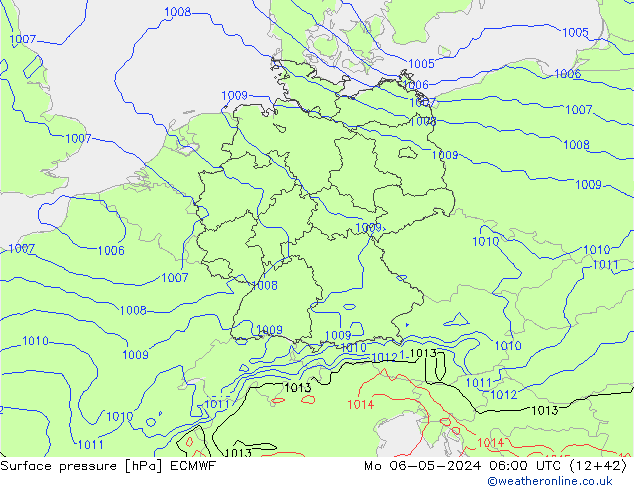 Surface pressure ECMWF Mo 06.05.2024 06 UTC