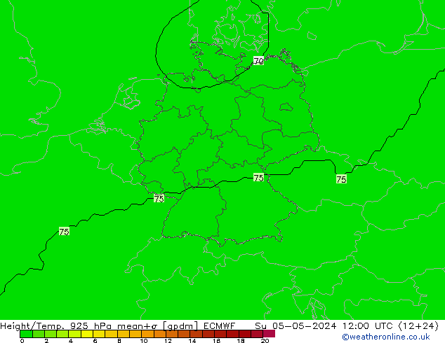 Hoogte/Temp. 925 hPa ECMWF zo 05.05.2024 12 UTC