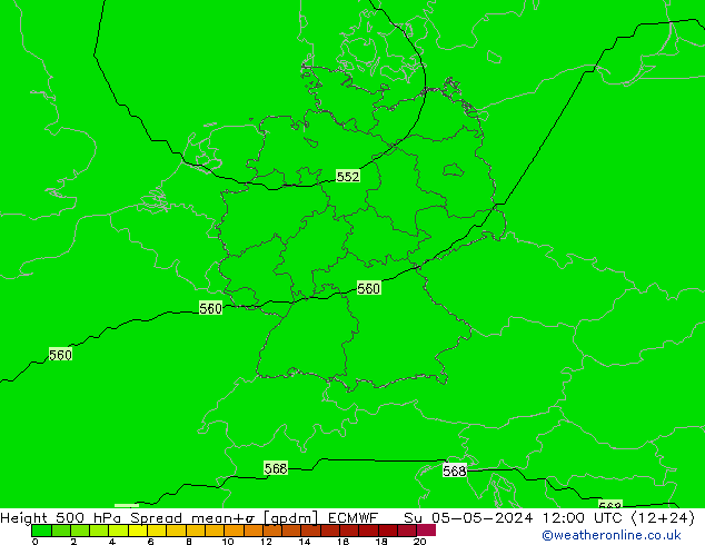 Height 500 hPa Spread ECMWF So 05.05.2024 12 UTC