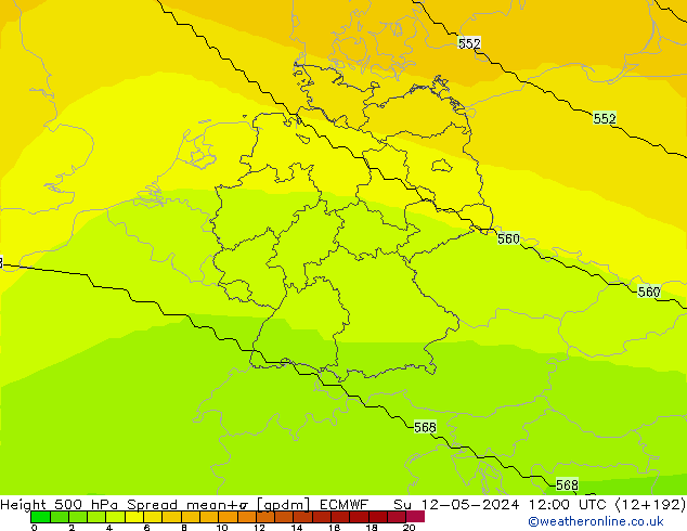 Géop. 500 hPa Spread ECMWF dim 12.05.2024 12 UTC