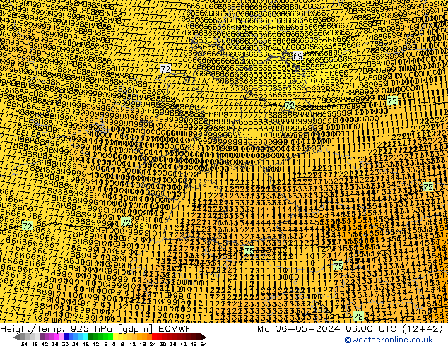 Height/Temp. 925 hPa ECMWF pon. 06.05.2024 06 UTC