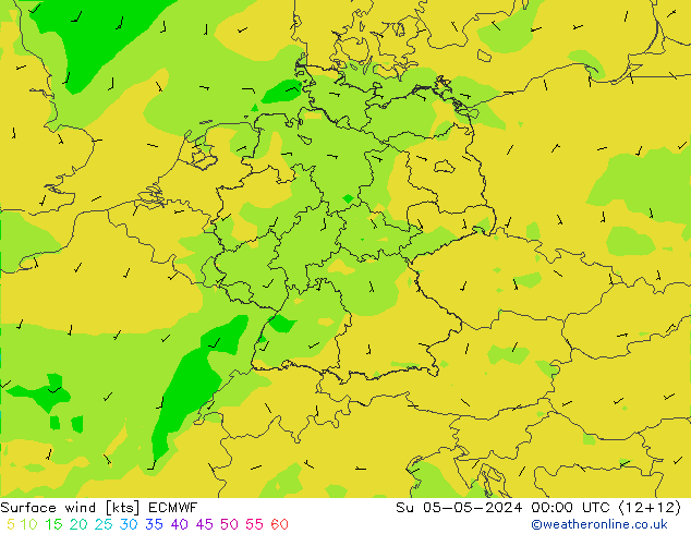 Bodenwind ECMWF So 05.05.2024 00 UTC