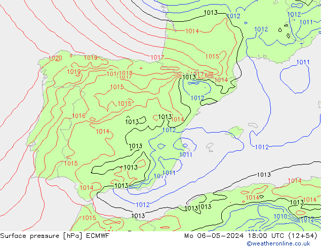 Surface pressure ECMWF Mo 06.05.2024 18 UTC