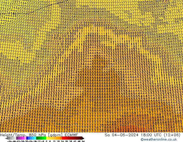 Geop./Temp. 850 hPa ECMWF sáb 04.05.2024 18 UTC