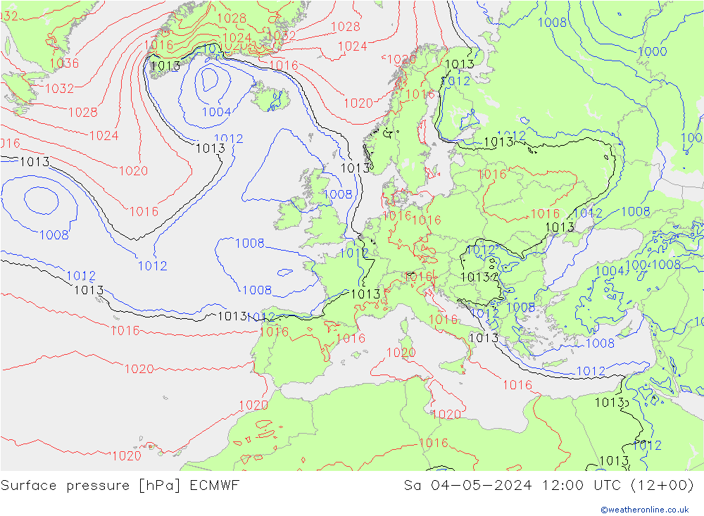 Bodendruck ECMWF Sa 04.05.2024 12 UTC