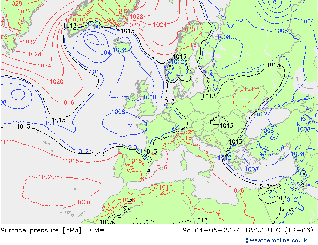 pressão do solo ECMWF Sáb 04.05.2024 18 UTC