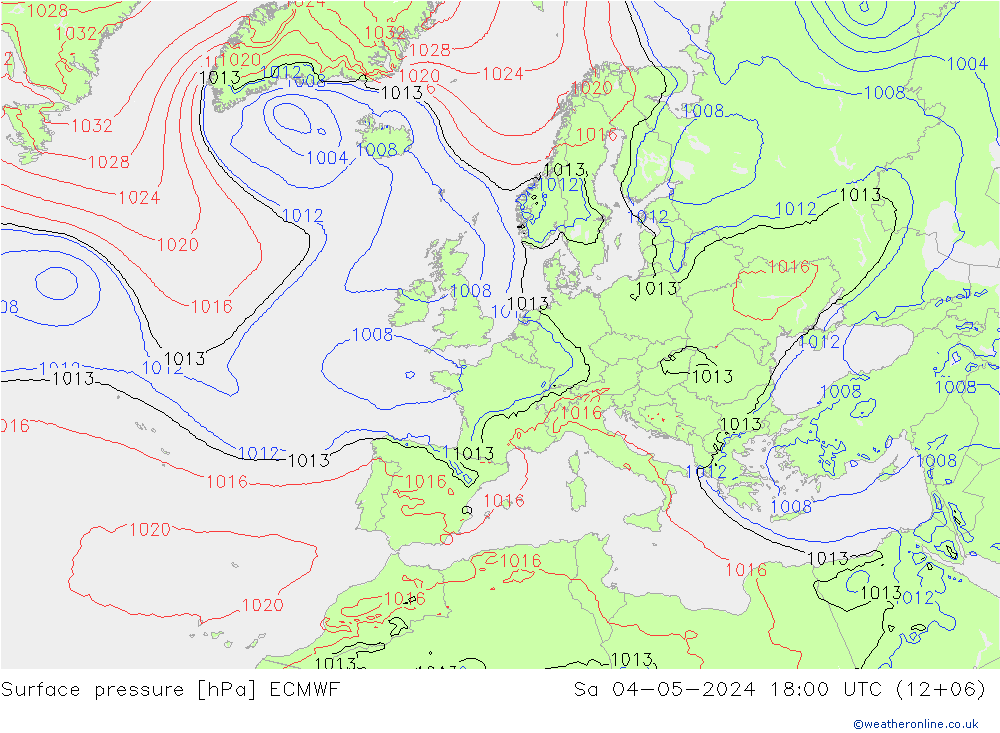 Bodendruck ECMWF Sa 04.05.2024 18 UTC