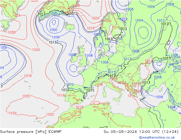 Bodendruck ECMWF So 05.05.2024 12 UTC