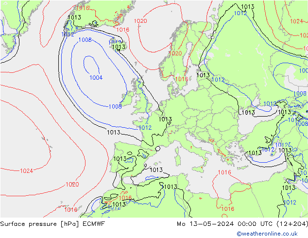 pressão do solo ECMWF Seg 13.05.2024 00 UTC