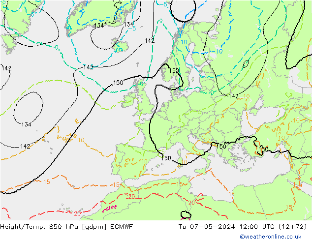 Height/Temp. 850 hPa ECMWF mar 07.05.2024 12 UTC
