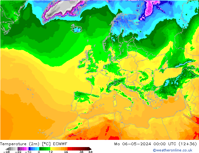 Temperature (2m) ECMWF Mo 06.05.2024 00 UTC