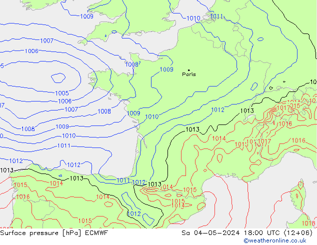 Surface pressure ECMWF Sa 04.05.2024 18 UTC