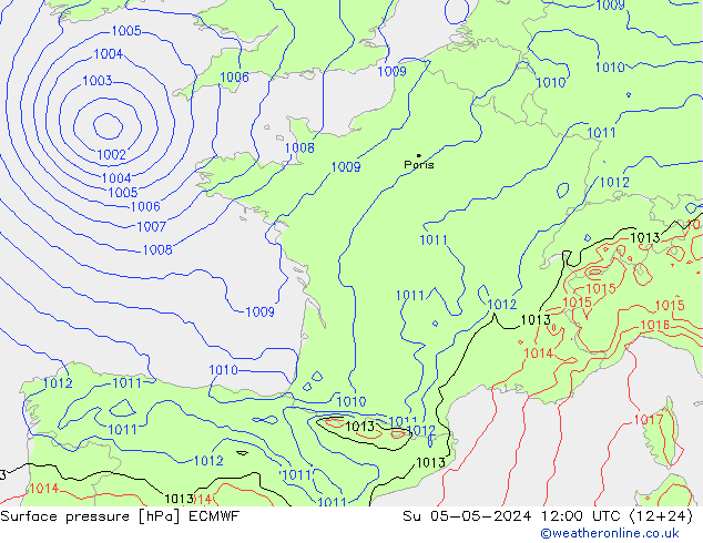 Surface pressure ECMWF Su 05.05.2024 12 UTC