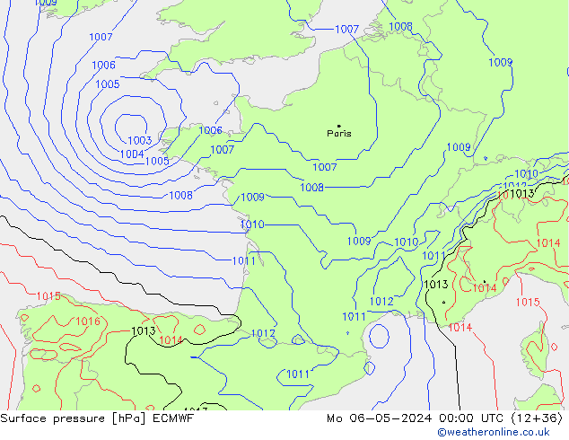 Bodendruck ECMWF Mo 06.05.2024 00 UTC