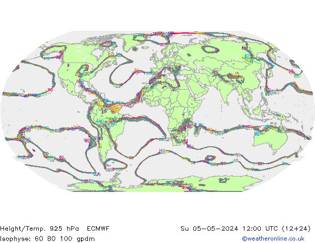 Height/Temp. 925 hPa ECMWF So 05.05.2024 12 UTC