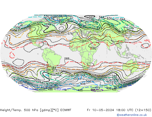 Height/Temp. 500 hPa ECMWF Fr 10.05.2024 18 UTC