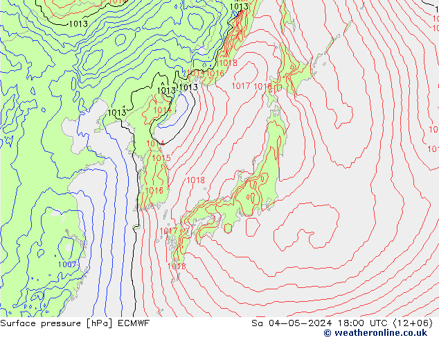 Luchtdruk (Grond) ECMWF za 04.05.2024 18 UTC