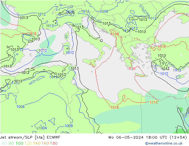 Prąd strumieniowy ECMWF pon. 06.05.2024 18 UTC