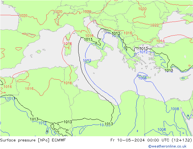 приземное давление ECMWF пт 10.05.2024 00 UTC