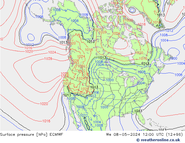 pression de l'air ECMWF mer 08.05.2024 12 UTC