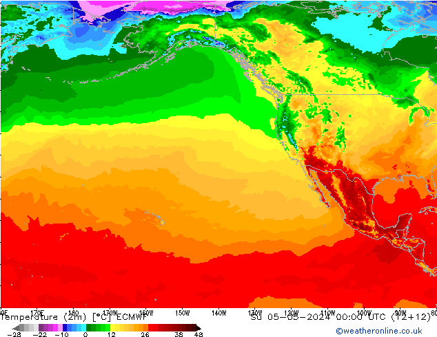 Temperatura (2m) ECMWF dom 05.05.2024 00 UTC