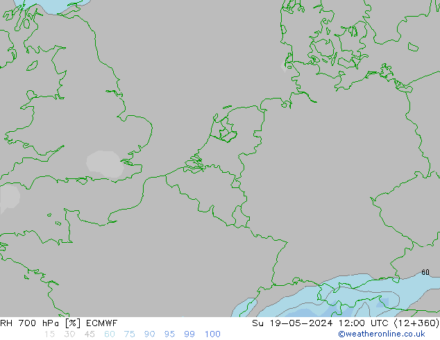 Humedad rel. 700hPa ECMWF dom 19.05.2024 12 UTC