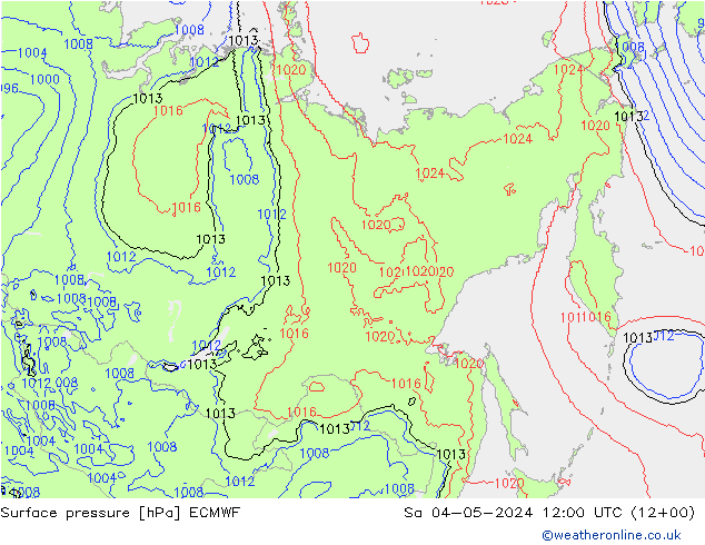 Atmosférický tlak ECMWF So 04.05.2024 12 UTC