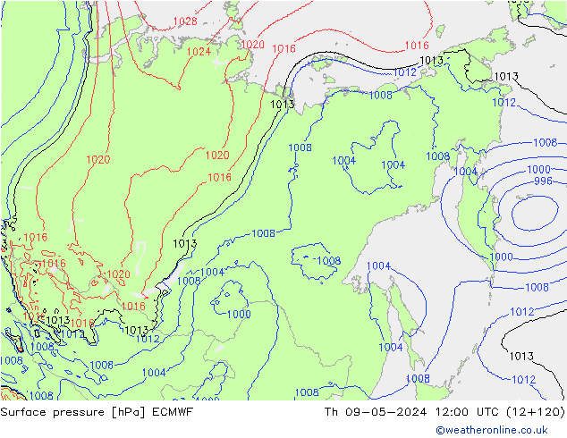 Surface pressure ECMWF Th 09.05.2024 12 UTC