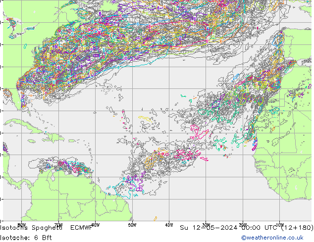 Izotacha Spaghetti ECMWF nie. 12.05.2024 00 UTC