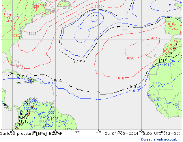 Presión superficial ECMWF sáb 04.05.2024 18 UTC