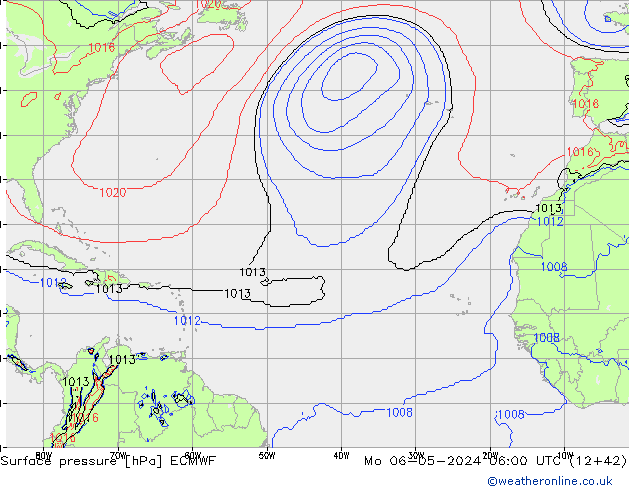 Atmosférický tlak ECMWF Po 06.05.2024 06 UTC