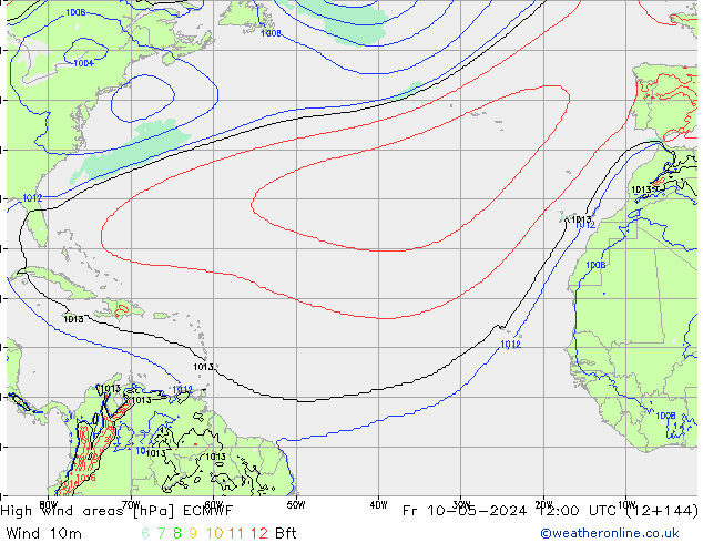 High wind areas ECMWF Sex 10.05.2024 12 UTC