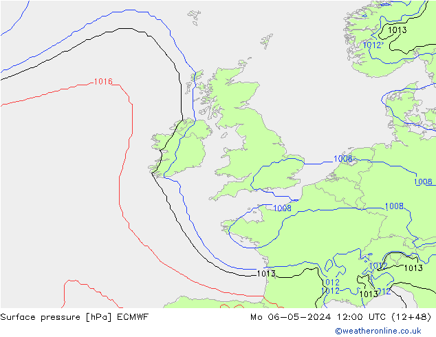 Luchtdruk (Grond) ECMWF ma 06.05.2024 12 UTC