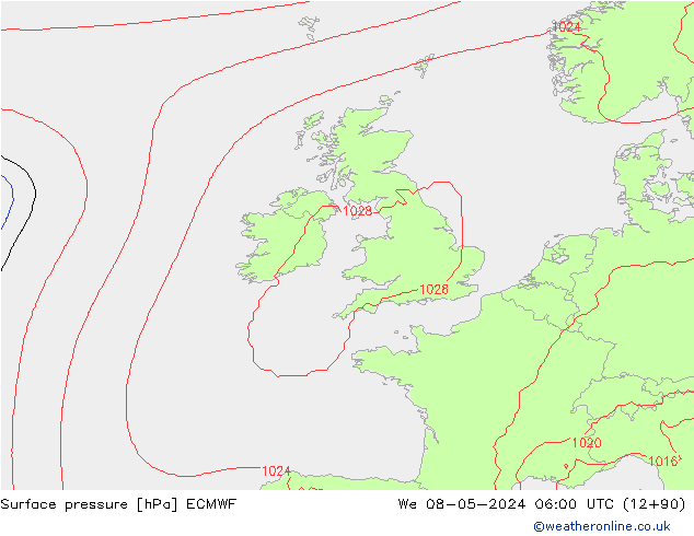 Atmosférický tlak ECMWF St 08.05.2024 06 UTC