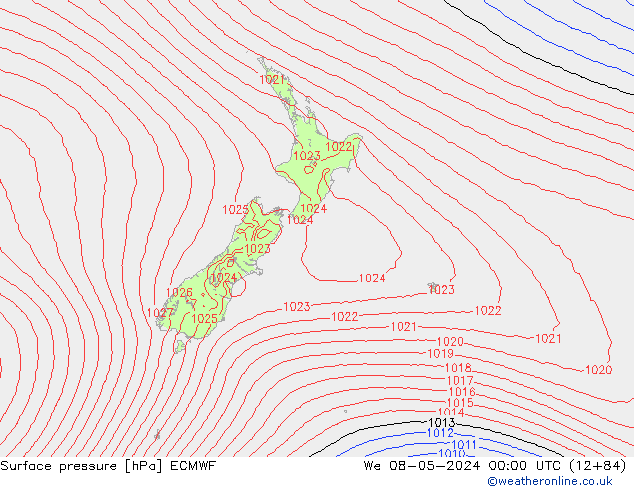 Surface pressure ECMWF We 08.05.2024 00 UTC