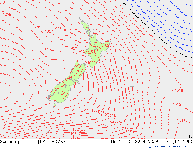 Surface pressure ECMWF Th 09.05.2024 00 UTC