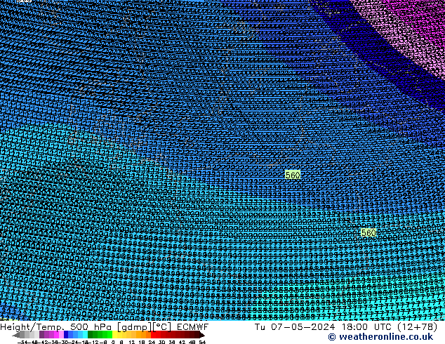 Height/Temp. 500 hPa ECMWF  07.05.2024 18 UTC