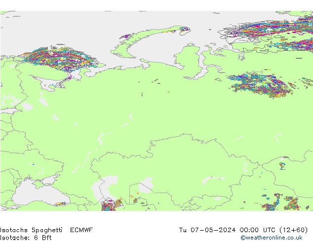 Isotachs Spaghetti ECMWF Ter 07.05.2024 00 UTC