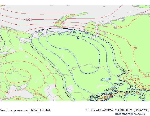 Surface pressure ECMWF Th 09.05.2024 18 UTC