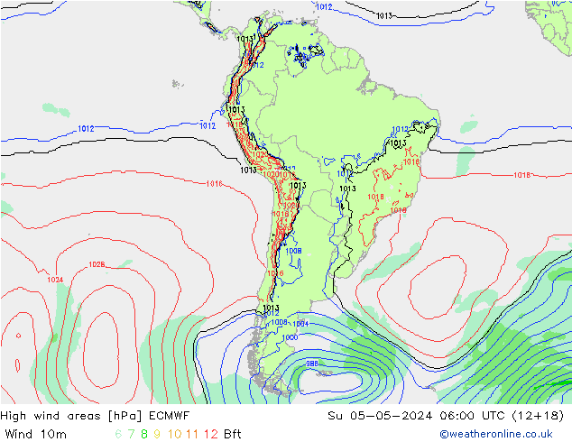 Izotacha ECMWF nie. 05.05.2024 06 UTC