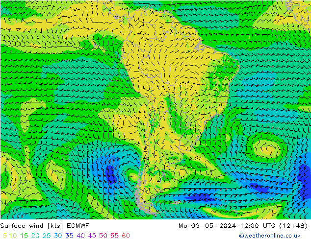 Viento 10 m ECMWF lun 06.05.2024 12 UTC