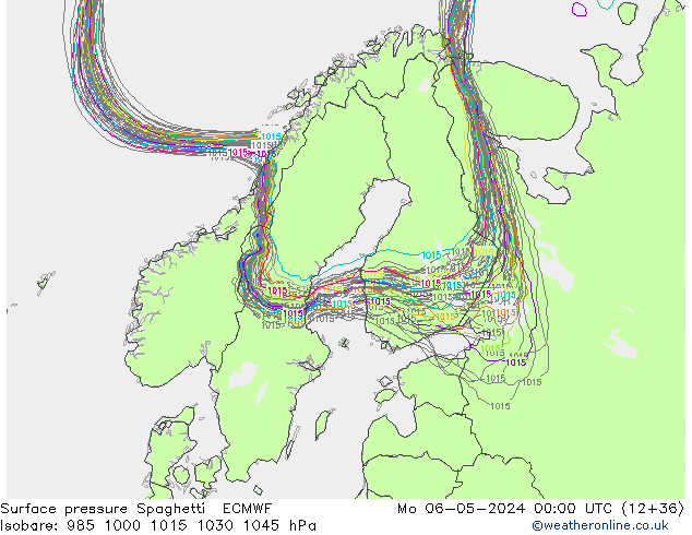 Bodendruck Spaghetti ECMWF Mo 06.05.2024 00 UTC