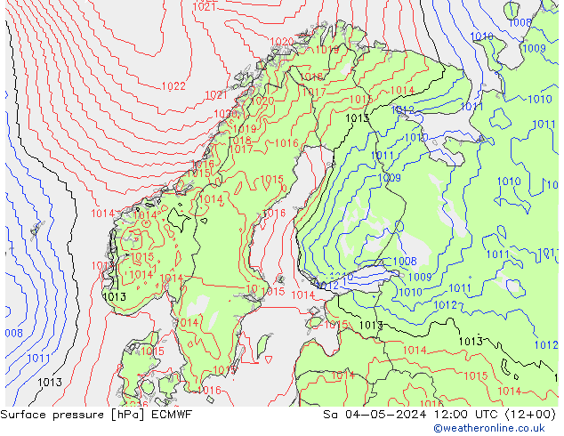 Presión superficial ECMWF sáb 04.05.2024 12 UTC