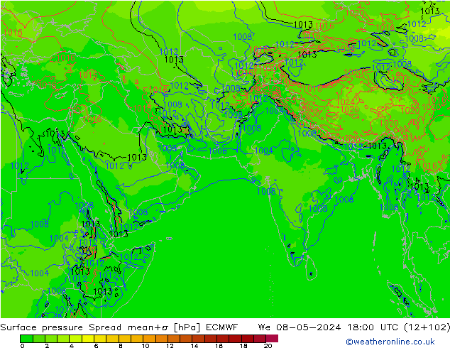 Bodendruck Spread ECMWF Mi 08.05.2024 18 UTC