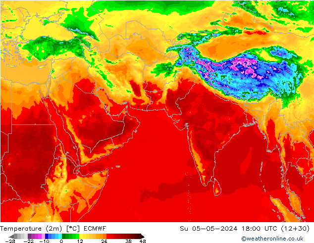 température (2m) ECMWF dim 05.05.2024 18 UTC
