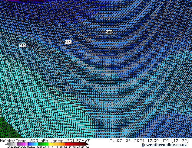 Height/Temp. 500 hPa ECMWF Tu 07.05.2024 12 UTC