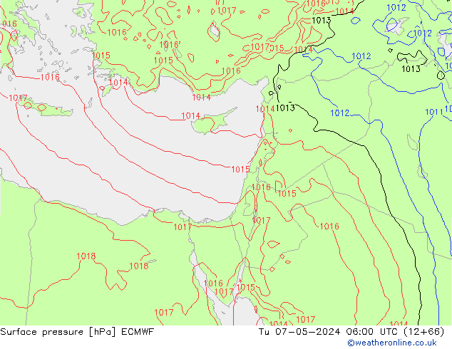 Surface pressure ECMWF Tu 07.05.2024 06 UTC