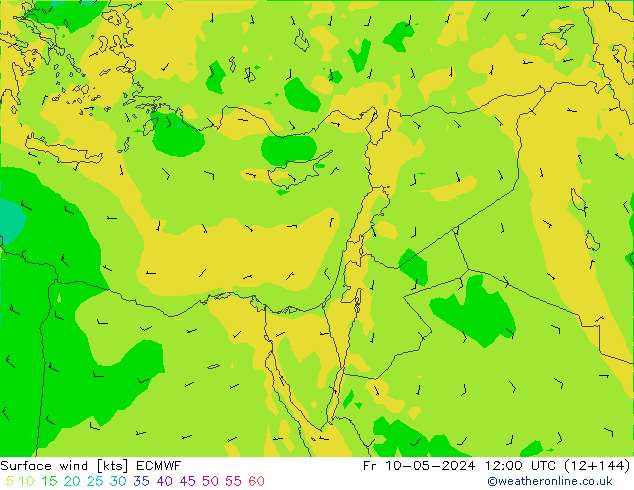 Rüzgar 10 m ECMWF Cu 10.05.2024 12 UTC