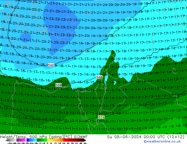 Height/Temp. 500 hPa ECMWF Dom 05.05.2024 00 UTC