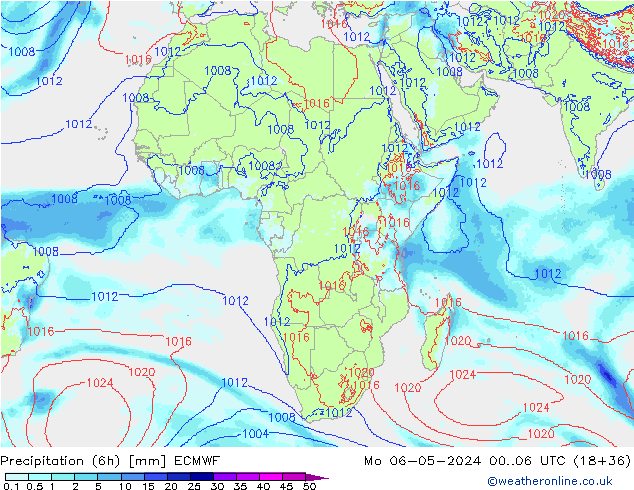 Precipitação (6h) ECMWF Seg 06.05.2024 06 UTC